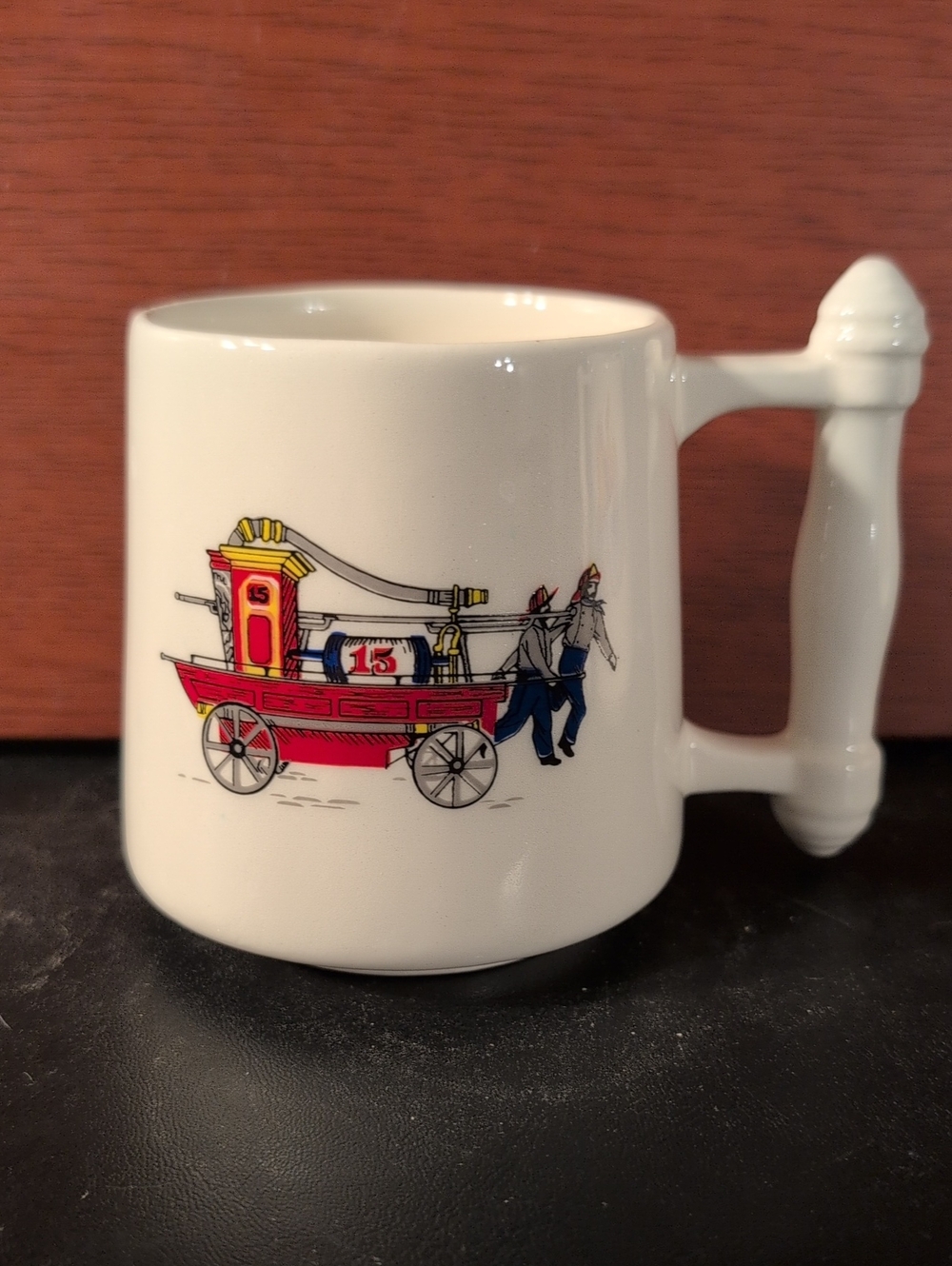 Vintage Coffee Mug With Antique Fire Engine